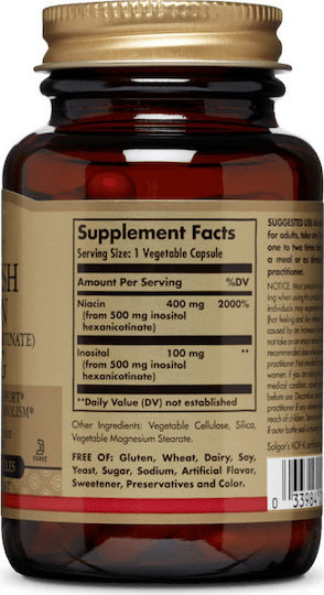 Solgar No-Flush Niacin 500mg Ειδικό Συμπλήρωμα Διατροφής 50 φυτικές κάψουλες
