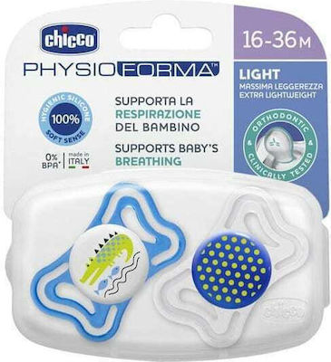 Chicco Πιπίλες Σιλικόνης για 16-36 μηνών Νυκτός Dots/Crocodile White-Blue 2τμχ