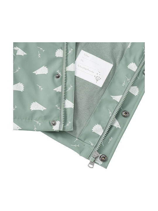 Waterproof Kids' Casual Jacket Short with Hood Green