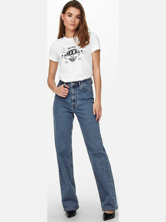 Camille Ψηλόμεσο Γυναικείο Jean Παντελόνι σε Wide Γραμμή Medium Blue Denim