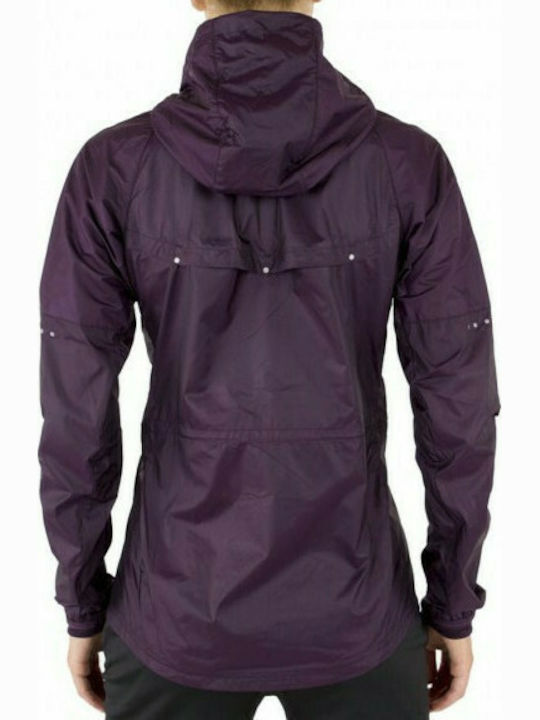 Nike Vapor Women's Running Short Sports Jacket Windproof for Spring or Autumn with Hood Purple