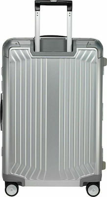 Samsonite Lite-Box Alu Mittelgroßer Reisekoffer Hartschale Silber mit 4 Räder Höhe 69cm