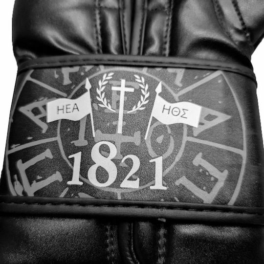 Boxing Pro Hellas 1821 941001 Γάντια Πυγμαχίας από Συνθετικό Δέρμα για Αγώνα Μαύρα