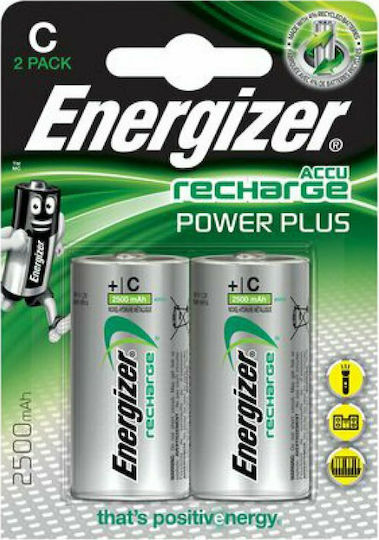 Energizer Power Plus Επαναφορτιζόμενες Μπαταρίες C Ni-MH 2500mAh 1.2V 2τμχ