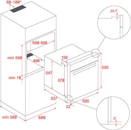 Teka Cuptor Deasupra Blatului 70lt L59.5cm.