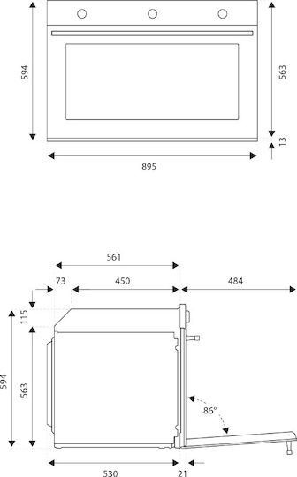 Bertazzoni F90 5 PRO G K X Natural Gas Over Counter Oven 88lt W89.6cm.