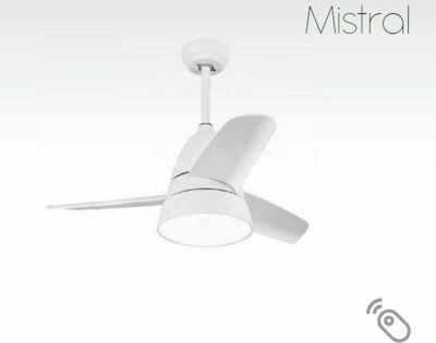 Lineme Mistral 02-00156 Ceiling Fan 91cm with Light and Remote Control White