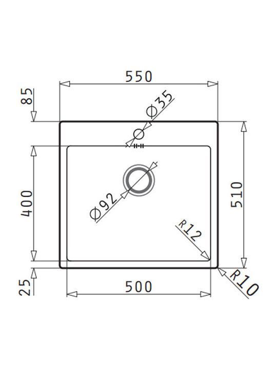 Pyramis Istros 1B Ισόπεδος Νεροχύτης Inox Brushed Μ55xΠ51cm Ασημί