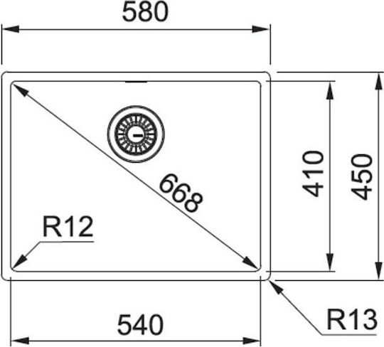 Franke Square BXX 210-54 Υποκαθήμενος Inox Σατινέ Μ58xΠ45cm Ασημί