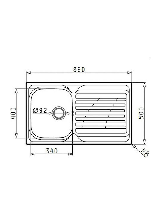 Maidtec Coventry 1B 1D Ένθετος Νεροχύτης Inox Σατινέ Μ86xΠ50cm Ασημί