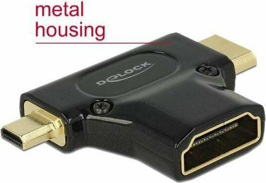 DeLock Μετατροπέας micro HDMI / mini HDMI male σε HDMI female 1τμχ 65666