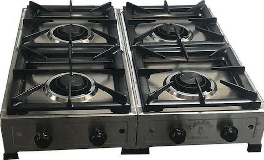 Calfer Gas Kochplatte Flüssiggas mit 4 Kochfelder Schwarze