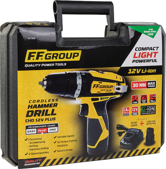 FFG CHD 12V Plus Percussive Battery Drill Driver 12V 2x2Ah
