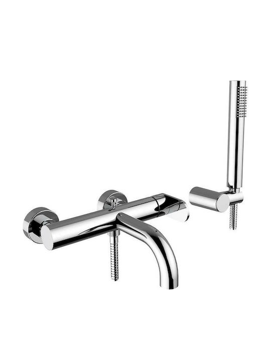 Armando Vicario Slim Mixing Bathtub Shower Faucet Complete Set Silver