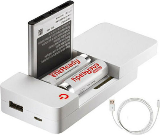 Minwa MW-I316 USB Ladegerät 2 Batterien Li-Ion/Ni-Cd/Ni-MH Größe AA/AAA in Weiß Farbe