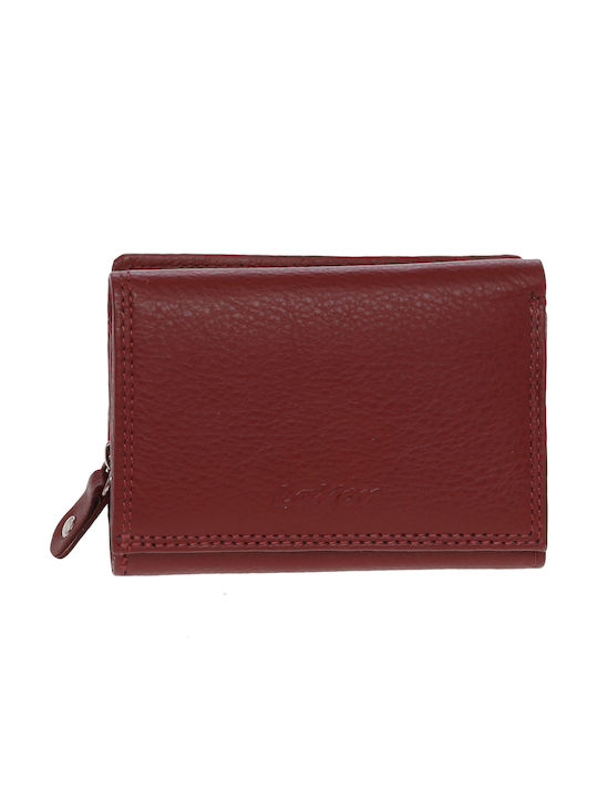 Small Leather Women's Wallet with RFID Burgundy
