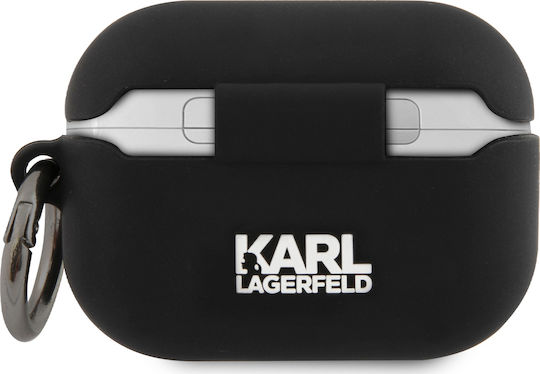 Karl Lagerfeld Iconic Silicone Case with Keychain Black for Apple AirPods Pro