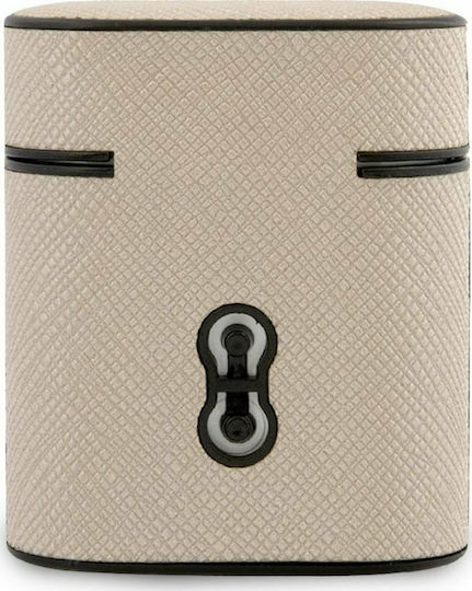 Guess Saffiano Case Plastic Case Beige for Apple AirPods
