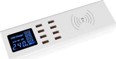 Charging Stand with 8 USB-A Ports in White color (CD-A23W)