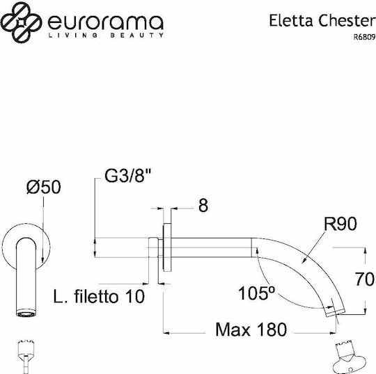 Eurorama Eletta Rund Duschkopf 22.5cm Brushed Black