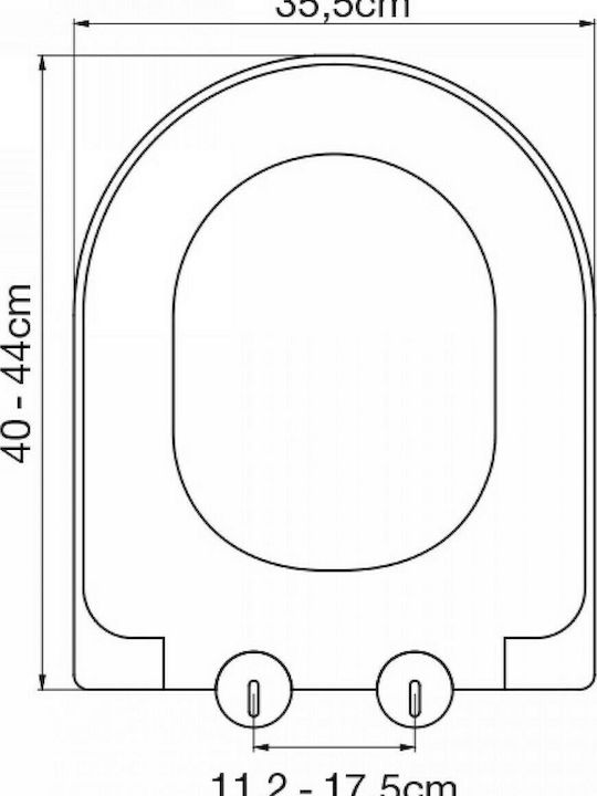 Elvit Καπάκι Λεκάνης Soft Close από Βακελίτη 40-44x35.5cm Λευκό