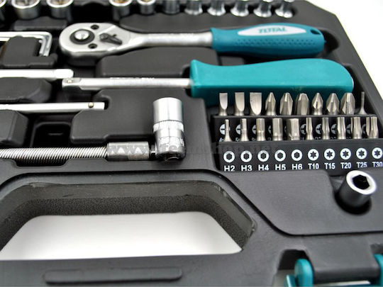 Total Ratschen- und Steckschlüssel-Set 1/4" 45 Stück