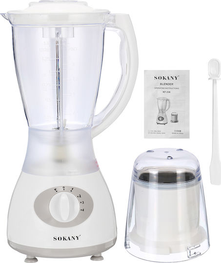 Sokany Μπλέντερ με Πλαστική Κανάτα 1.5 lt 600W Λευκό KF-336