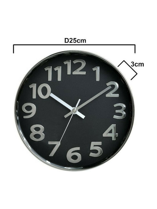 Click Wall Clock Plastic Black Ø25cm