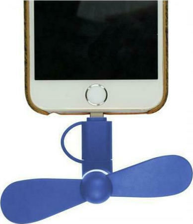 GRAB N GO Ventilator Mini cu Iluminare și MicroUSB Albastru Ventilator Mobil USB Albastru