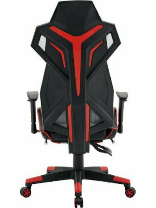 Fylliana D01 Artificial Leather Gaming Chair with Adjustable Arms and Footrest Black / Red / White