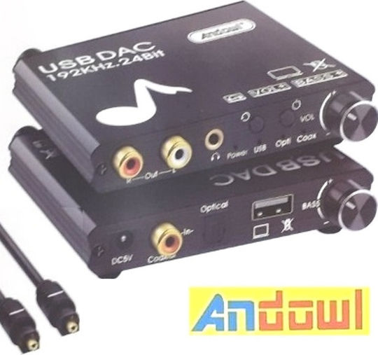 Andowl Q-DA5 Μετατροπέας Coaxial / Toslink / USB-A female σε RCA female 1τμχ