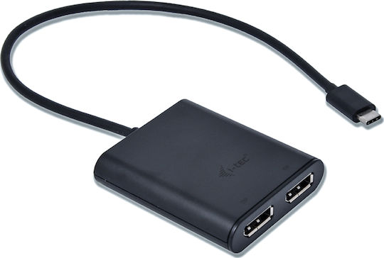 i-tec Μετατροπέας USB-C male σε DisplayPort 2x female 1τμχ C31DUAL4KDP