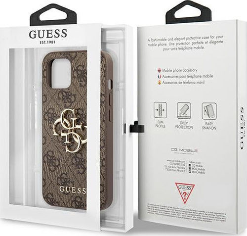 Guess Metal Logo Back Cover Πλαστικό Καφέ (iPhone 13)