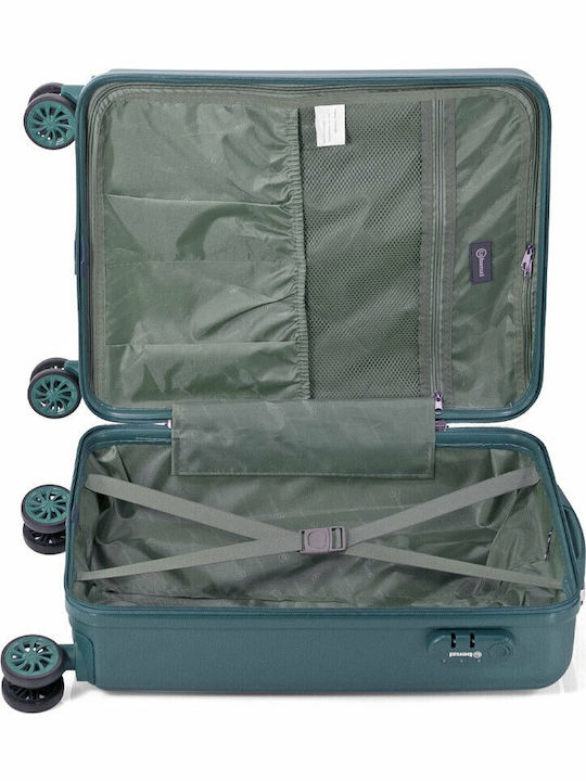 Benzi Cabin Travel Suitcase Hard Green with 4 Wheels Height 55cm