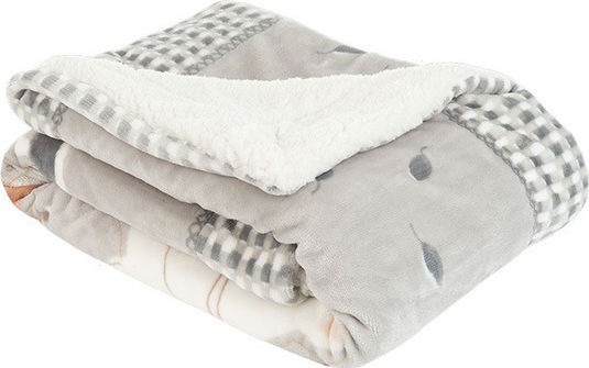 Kikka Boo Decke Wickeltücher für Kinderzimmer Polar Fisher Samt Gray 80x110cm