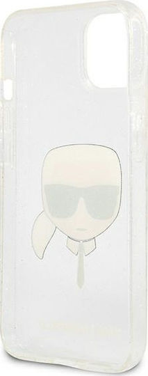 Karl Lagerfeld Glitter Karl`s Head Задна корица Пластмаса Сребрист (iPhone 13 mini)