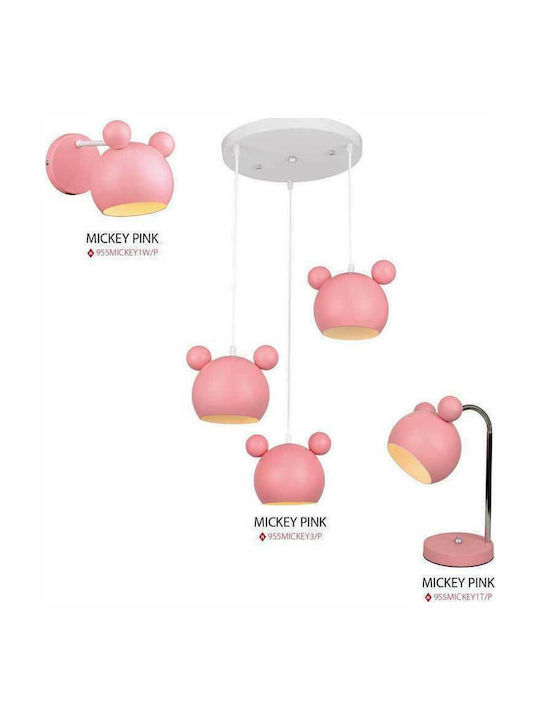 Elmark Metallic Kids Wall Light Mickey Pink Elmark Metallic Kids Wall Light Mickey Pink