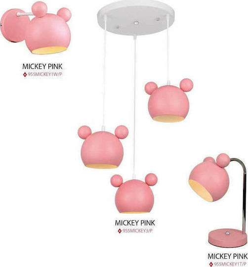 Elmark Metallic Kids Wall Light Mickey Pink