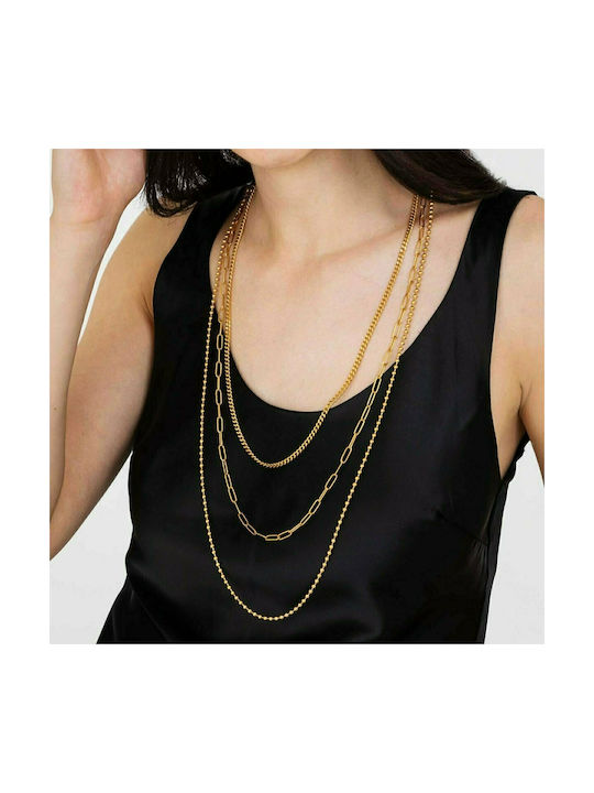 Luca Barra Chain Neck made of Steel Gold-Plated Length 64cm