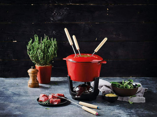Beka Arome Cast Iron Fondue Pot with Tea Light for 6 Persons Red 15x15cm