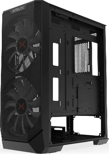 Krux Vortex Геймърско бюро Мини кула Компютърна кутия със страничен прозорец Черен