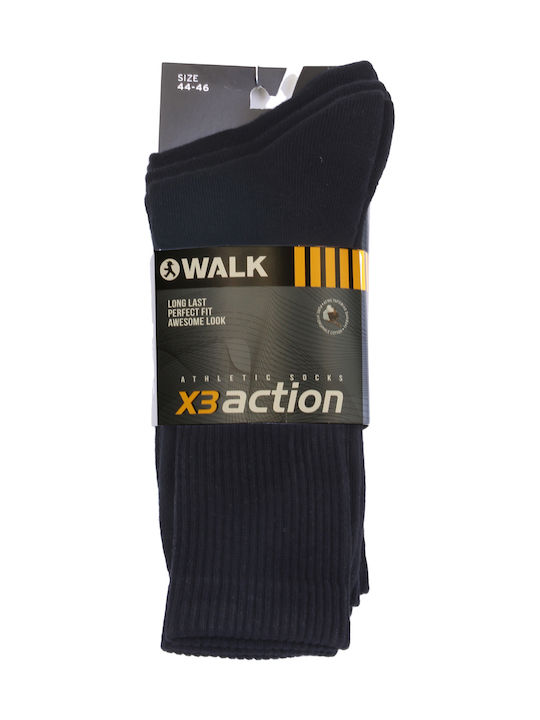 Walk Ανδρικές Μονόχρωμες Κάλτσες Μαύρες 3Pack Walk Ανδρικές Μονόχρωμες Κάλτσες Μαύρες 3Pack