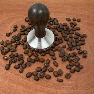 Karni Tamper with Flat Surface 58mm Dark Wood Sandalwood