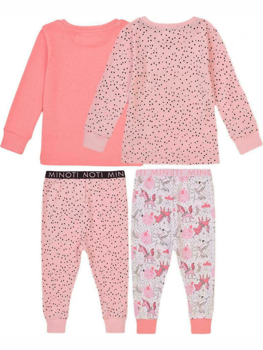 Minoti Set Top & Bottom Kids Winter Cotton Pyjamas Pink