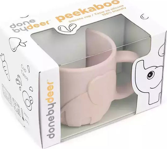 Done by Deer Παιδικό Ποτηράκι "Peekaboo Elphee" από Σιλικόνη Ροζ