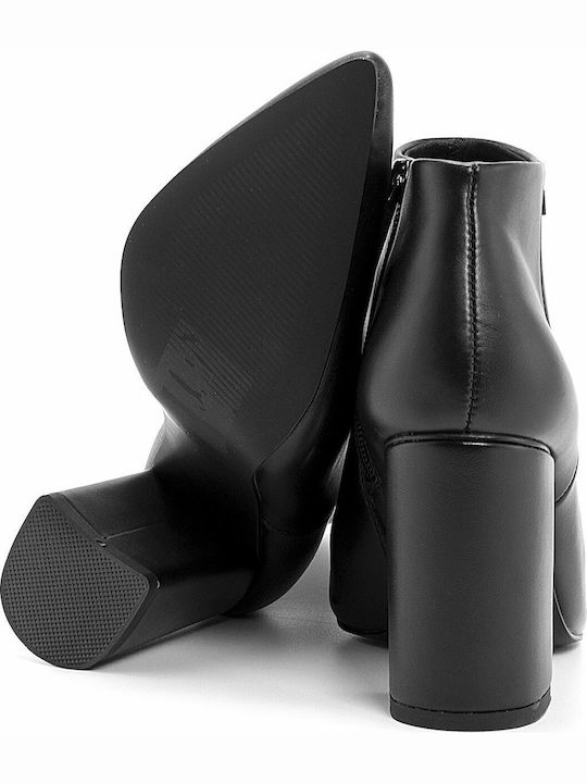 Zain Leather Women's Ankle Boots with High Heel Black