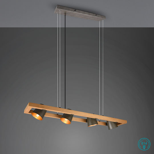 Trio Lighting Bell Adjustable Pendant Light Beige Rail for 4 Bulbs E14, E.14 100x21x150cm
