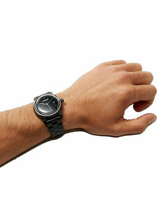 Nixon Ανδρικό Ρολόι 42mm Αυτόματο με Μαύρο Μεταλλικό Μπρασελέ