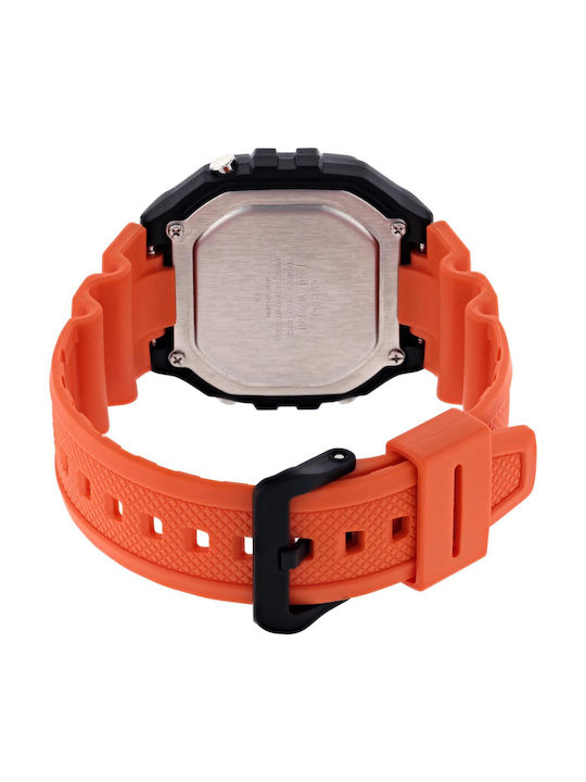 Casio Digital Men's Watch 43.2mm Chronograph Battery with Orange Rubber Strap
