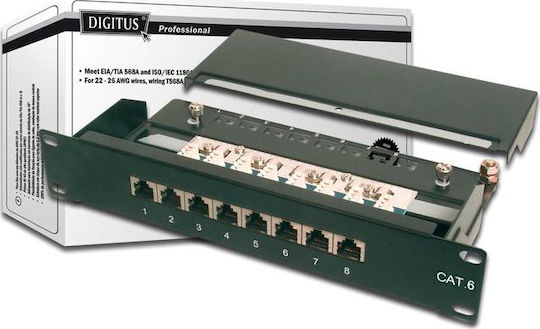 Digitus Patch Panel Shielded για Rack 1U 8 Θυρών cat6 Μαύρο